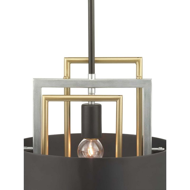 Progress Lighting Adagio 1-Light Pendant, Black, Geometric, Steel, Brushed Silver & Brass Accents, Luxe & Modern Interiors, 3 of 5