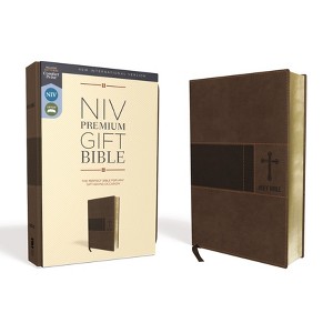 Niv, Premium Gift Bible, Leathersoft, Brown, Red Letter Edition, Comfort Print - by  Zondervan (Leather Bound) - 1 of 1