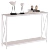 FCH 2 Tier X Side Triamine Plate Iron Frame 110*23*73cm White Wood Grain White Frame Doorway Storage Entrance Table - 3 of 4