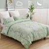Sage Green Floral Duvet Cover Set Queen, 3 Pieces with 2 Pillow Shams, Botanical Branch Print - 2 of 4