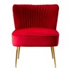 WestinTrends Phoebe Upholstered Tufted Velvet Accent Chair With Metal Leg - 3 of 4