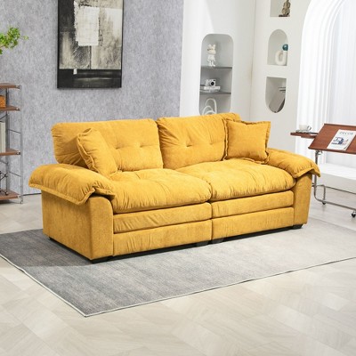 NicBex 84 Inch Loveseat,Modern Chenille Loveseat Sofa with 2 Throw Pillows & Memory Foam,Upholstered 2-Seater Couch for Living Room