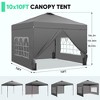 Ainfox 10ftx10ft Pop Up Canopy Tent with 4 Sidewalls One Push Tent Canopy with Wheeled Carry Bag, 8 Stakes and 4 Ropes - 2 of 4