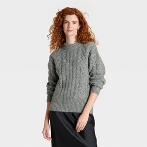 Women's Long Sleeve Cabled Tunic Sweater - A New Day™ - 1 of 3