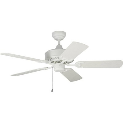 44" Monte Carlo Haven Matte White Pull Chain Wet Ceiling Fan