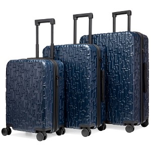ELLE Luggage Wayfarer 3pc Expandable Monogram Spinner Hardside Luggage Set - 1 of 4