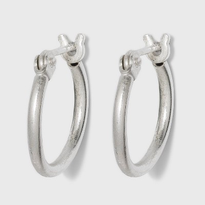 Sterling Silver Recycled Metal Small Round Click Top Hoop Earrings - Universal Thread™ Silver