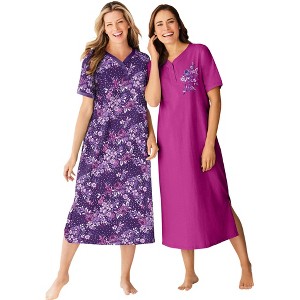 Dreams & Co. 2-Pack Long Henley Sleepshirt - 1 of 4
