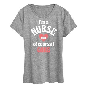 Women's - Instant Message - Nurse I Care Short Sleeve Graphic T-Shirt - 1 of 4