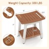 Costway Shower Bench Seat HIPS Shower Stool w/Handle Shower Head & Soap Holder - 3 of 4