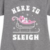 - Instant Message - Here To Sleigh Christmas Graphic Short Sleeve Fleece Dress - 2 of 4