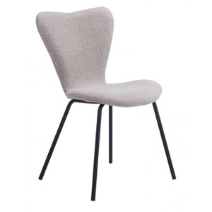 Dining Chair 32.7"H Light Gray – Shearling Fabric & Powder-Coated Steel Frame, Modern Boho (Set of 2) By Zuo Modern - 1 of 4