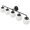 POWLIG 38.98-in 5-Light Matte Black Bathroom Light Fixtures Over Mirror Vanity Lighting with Milk White Glass Globe Shades - 2 of 4