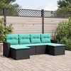 vidaXL Patio Sofa Set with Cushions - 6 Piece Black Poly Rattan Outdoor Furniture - 2 of 4