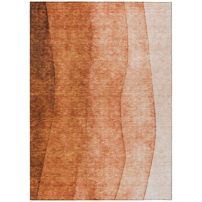 Orange And Copper Ombre Washable Indoor Outdoor Area Rug