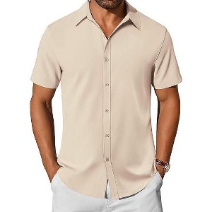 COOFANDY Mens Casual Shirts Short Sleeve Button Down Shirt Wrinkle Free Summer Shirt - 1 of 4