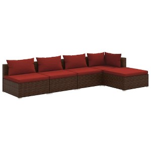 vidaXL Garden Lounge Set Brown PE rattan, powder-coated steel, plastic - 1 of 4