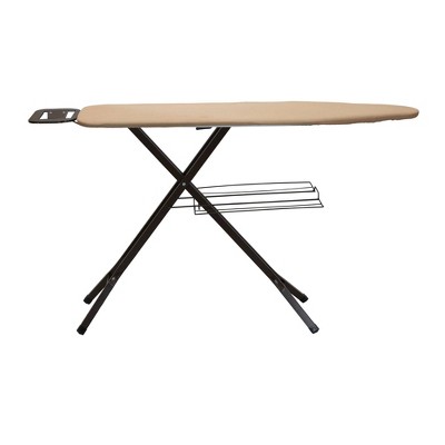 Deluxe Bronze Ironing Board with Iron Rest and Clothes Rack