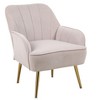 TOAOTBNBO Mid-Century Velvet Accent Chair with Curved Backrest, Rubberwood Barrel Armchair Chair Club Chair with Stitch Pattern - 2 of 4