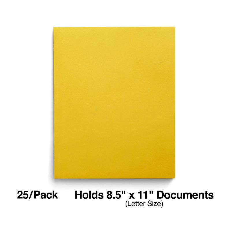 Staples School Grade 2 Pocket Folder with Fasteners Yellow 25/Box 27546-CC, 2 of 5