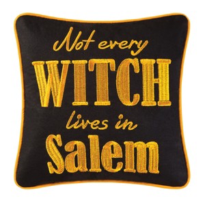 C&F Home 10" x 10" Not Every Witch Lives in Salem Halloween Embroidered Small Petite Throw Pillow - 1 of 3