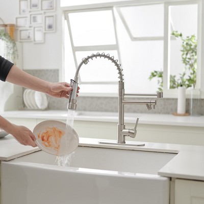 Brushed Nickel Single Handle Pull Down Kitchen Faucet