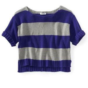 Aeropostale Womens Stripe Wide-fit Cropped Knit Sweater - 1 of 1