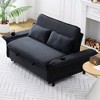 MAYEERTY Black Letter Striped Fabric Multifunctional Loveseat Sofa Bed for Bedroom Living Room - 4 of 4
