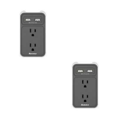 Huntkey 2 x SMC007 Surge Protecting Multiport Electrical 5-Foot Extension Cord Outlet Adapter Cube with 4 AC Plugs & 3 USB Ports, White/Grey (2 Pack)