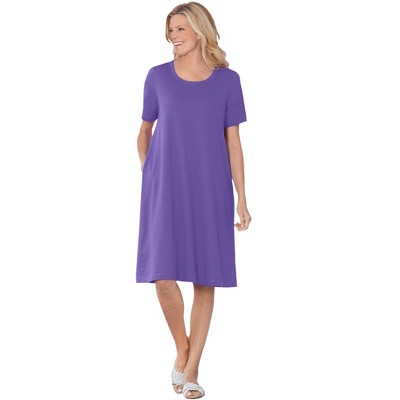 Woman Within Plus Size Perfect Short-Sleeve Crewneck Tee Dress