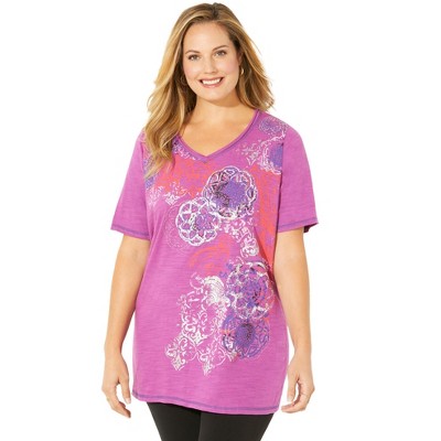 Catherines Women's Plus Size Placement Print Tee