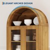 70 Inch Tall Arched Pantry Cabinet with Acrylic Doors - 5-Tier Adjustable Shelf, Wooden Storage, Modern Bookshelf for Kitchen, Dining, Living Room - 4 of 4