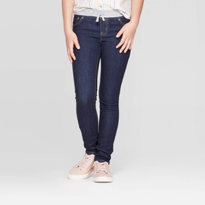 Girls' Mid-Rise Knit Waist Pull-On Skinny Jeans - Cat & Jack™ - 1 of 3
