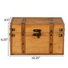 Vintiquewise Farmhouse Antique-Style Wood Treasure Chest with Leather Straps & Front Latch Decorative Storage Trunk for Trinkets, Jewelry - 4 of 4