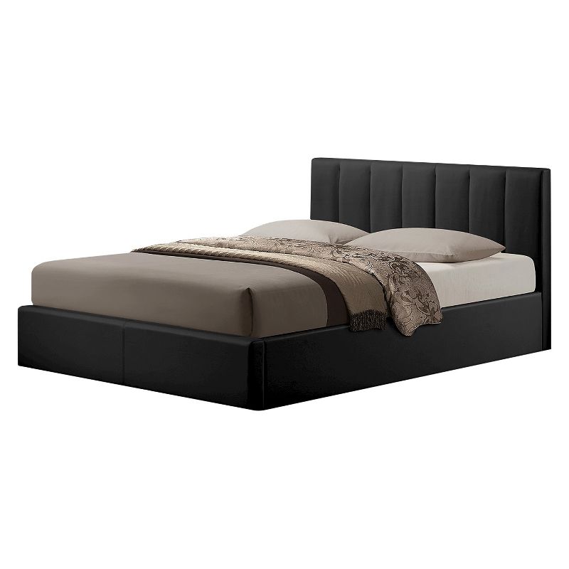 Queen Templemore Black Leather Contemporary Bed - Baxton Studio, 3 of 8