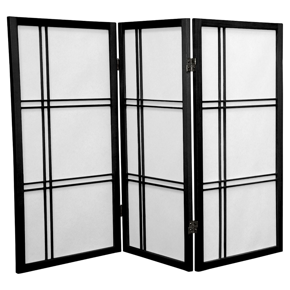 Photos - Other Furniture 3 ft. Tall Double Cross Shoji Screen - Black  - Oriental Furniture: Hardwood Privacy Partition(3 Panels)