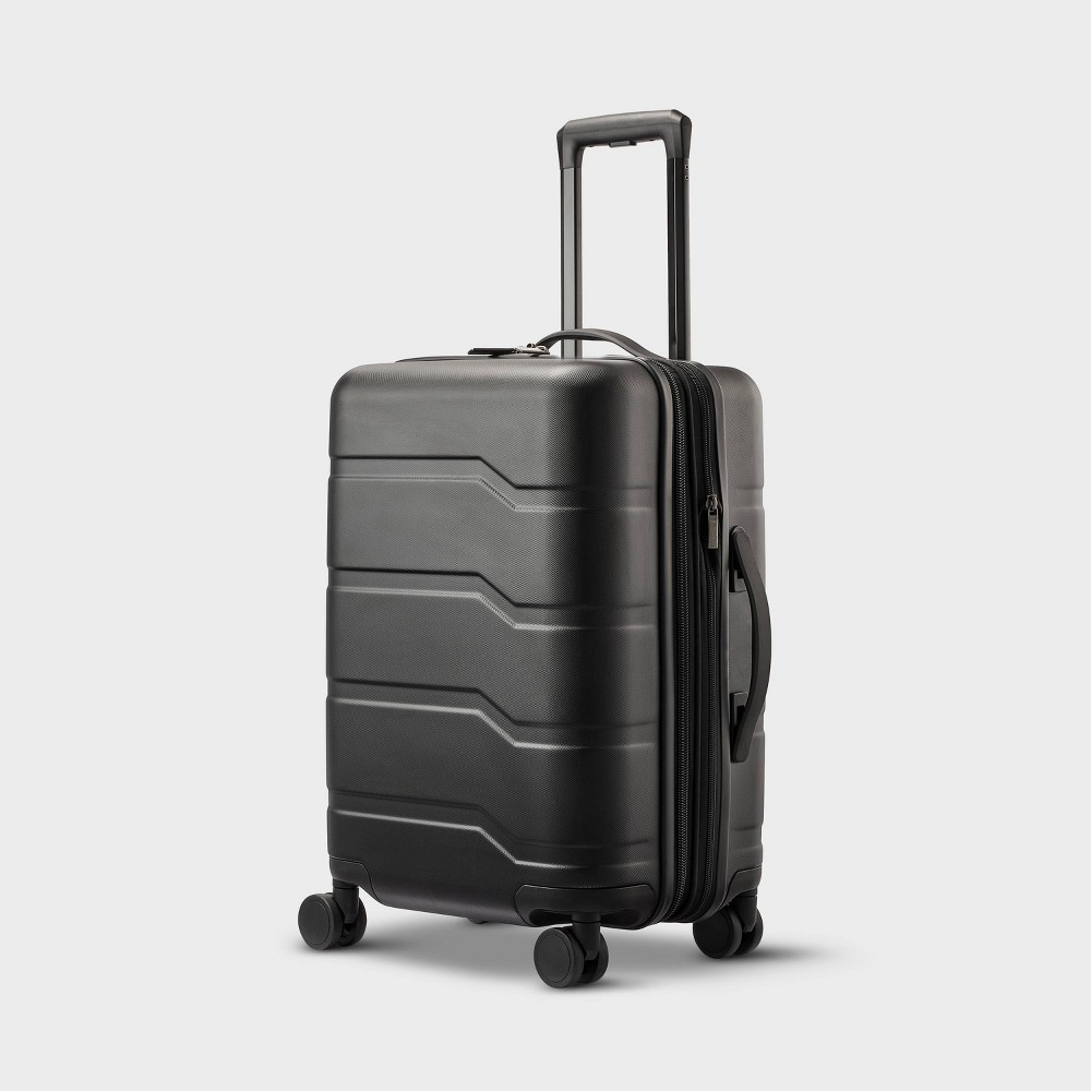Photos - Luggage Hardside Carry On Spinner Suitcase Black - Open Story™️: Telescoping Handle, 8 Wheels