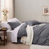 Charcoal Grey Queen Duvet Cover Set, Set of 3 with Zipper, 90x90 Inch Duvet 2 Shams - 4 of 4