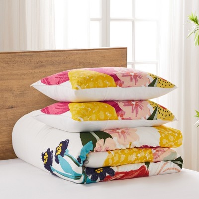 Full/Queen Multicolor Cotton Floral Comforter Set