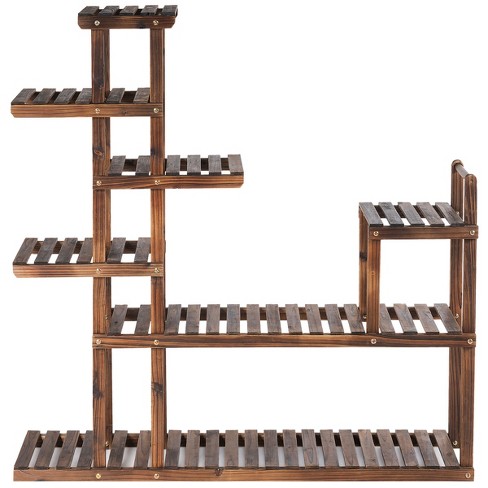 Tangkula 7-tier Wooden Shoe Rack Narrow Vertical Shoe Stand