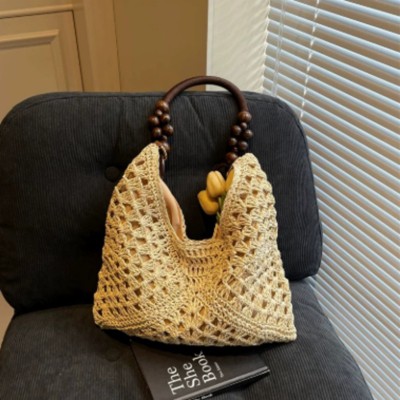 FATMOON Summer Straw Hobo Bags for Women Boho Woven Mesh Beach Tote Bag Large Capacity Crochet Vacation Shoulder Handbag