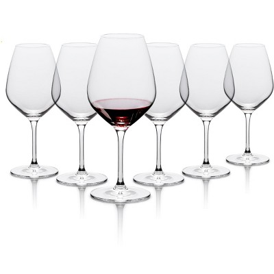 Set of 6 Clear Lead-Free Crystal Red Wine Glasses