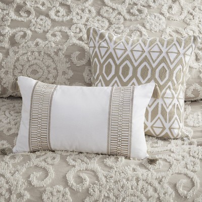 King White Cotton Embroidered Comforter Set with Shams