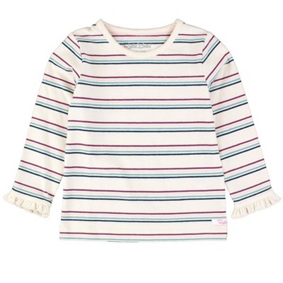 RuffleButts Girls Knit Long Sleeve Ruffle Layering Tee