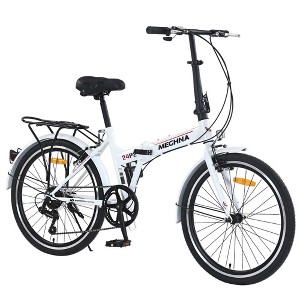 Okak 24IN Folding Bike with 7 Speed and Steel Frame, Cruiser Bikes with Rear Shelf and Mudguard, Adult Bike for Traval and Commuting - 1 of 4