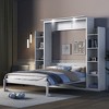 NicBex Queen Size Murphy Bed Wooden Frame Queen Murphy Bed Cabinet Morden Hideaway Wall Bed with 2 Side Shelves for Living Room - 4 of 4