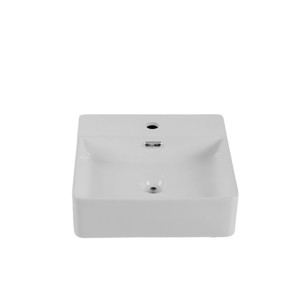 ChicFurnit Bathroom Sinks Vessel Sink Square Sink Vanity Sink Art Basin Countertop Bathroom Sink for Bathroom, White, 16.14"*16.53"*5.11" - 1 of 4