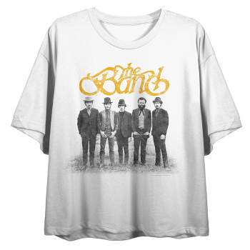 The Band Group Shot Women's White Short Sleeve Crop Tee