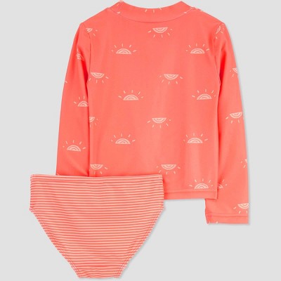 Image of Carter's Just One You®️ Toddler Girls' Long Sleeve Rash Guard Set - Orange 2T