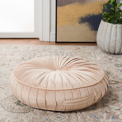 Champagne Velvet 18" Round Tufted Floor Pillow